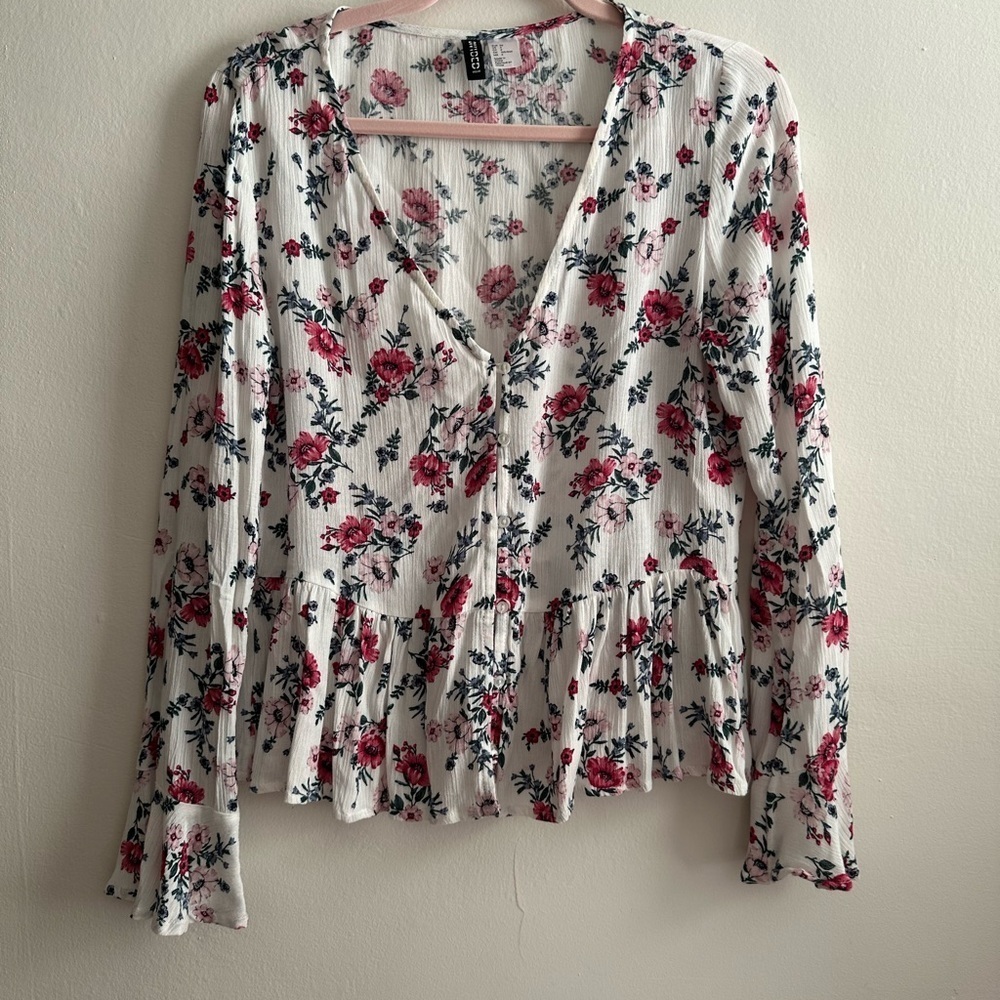 H&M Floral Blouse - Red and White - Picture 2 of 4